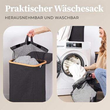 Кошик для білизни з кришкою Grey - Знімний мішок для білизни Збірник білизни вузький - Ящик для білизни Збирач кошика для білизни Сортувальник білизни - Скриня для білизни, кошики для білизни Кошик для білизни 100л 100л Сірий, 100L