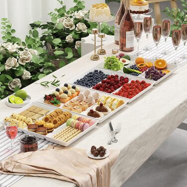 Раздельный сервировочный поднос, пластик, 4 шт. Белый, многоразовые подносы для еды, чая/напитков/закусок Поднос для кухни, бара, ресторана, 38.1 x 25.4 см