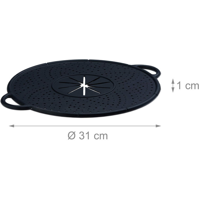 Кришка з силікону захист від википання 31 см чорна Relaxdays