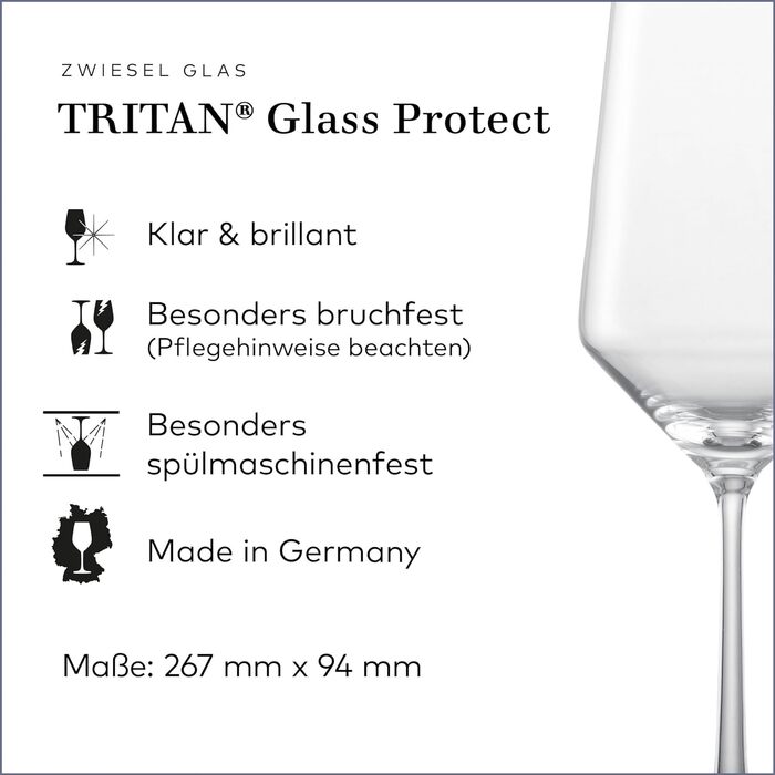 Бокал для белого вина Zwiesel Glas Sauvignon Blanc Pure (набор из 2 шт.), изящные бокалы для белого вина, бокалы для хрусталя Tritan, пригодные для мытья в посудомоечной машине, сделано в Германии (арт. No 122314) (бокал для красного вина Bordeaux (2 шт.)