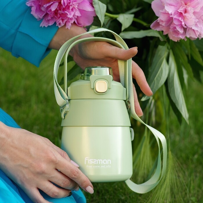 Термос Fissman 800 мл, колір зелений нержавіюча сталь (9863)