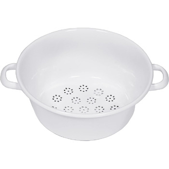Сито овочеве, КЛАСИЧНЕ-БІЛЕ, діаметр 26 см, висота 11,5 см, емаль, біле, сито універсальне, з 2 ручками, 0328-033