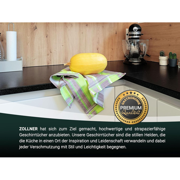Набір кухонних рушників ZOLLNER із 4 бавовняних рушників 50x70 см поглинаючі та міцні кухонні рушники можна прати до 60C мятні смужки якість для громадського харчування сертифіковано Oeko-Tex (зелений)