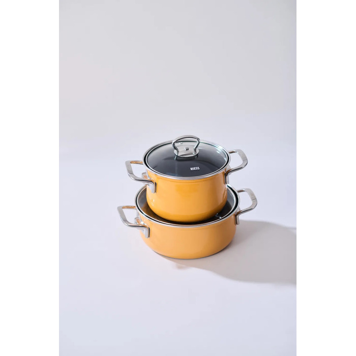 Набір емальованих каструль зі скляними кришками, 5 предметів, помаранчевий Riess