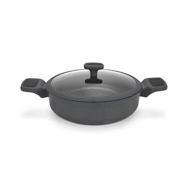 Сотейник Fissman 28x8 см/4,3 л TITANIUM PRO со стеклянной крышкой литой алюминий с антипригарным покрытием (14586)