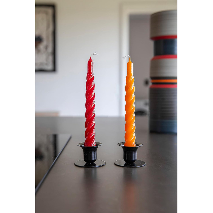 Свічки з крученим конусом, виготовлені в Італії, доступні 25 кольорів, лаковані настільні свічки, спіральні свічки з тривалим часом горіння 5 годин, декоративні свічки, 6 шт. , 2,2 x 21 см (помаранчеві)