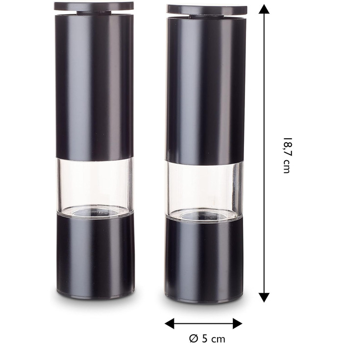 Набір млинків для спецій Echtwerk з 2 предметів, млинок для солі та перцю з високоякісної нержавіючої сталі з керамічним млином ABS, ручний, для перцю, солі та чилі, (Black Edition)