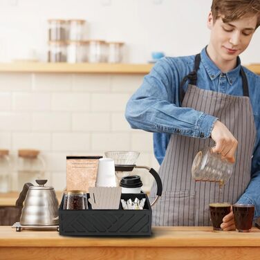 Органайзер для кавових аксесуарів, снеків, столових приладів, канцелярії дерев`яний, чорний Atliberswo