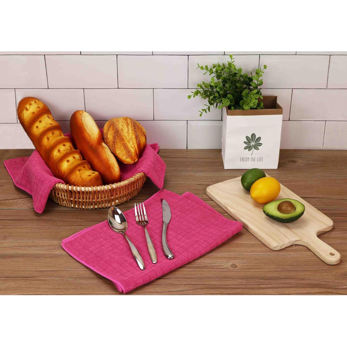 Набір з 8 кухонних рушників з мікрофібри, мяких, суперабсорбуючих і безворсових кухонних рушників, 45 x 65 см (рожевий)