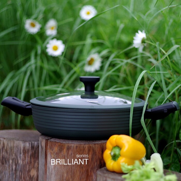 Сотейник Fissman BRILLIANT 28x7,5 см / 4,1л зі знімними ручками та скляною кришкою (14386)