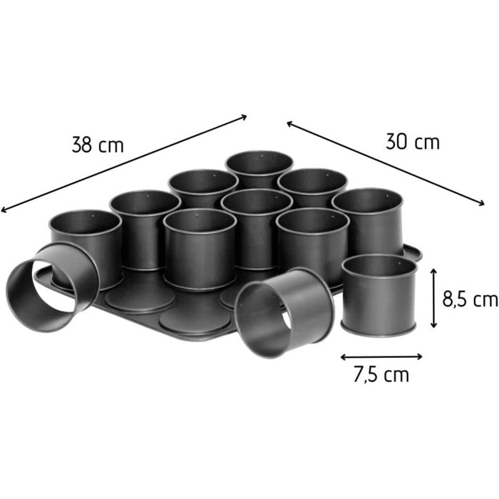 Набір форм для випікання крафіна 12 предметів, чорний Zenker