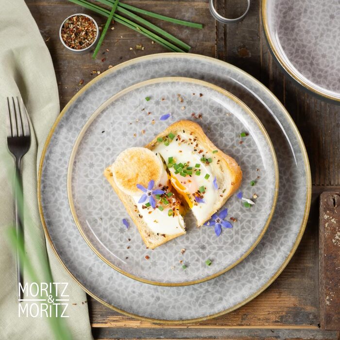 Супова тарілка Moritz & Moritz TERRA з 6 предметів сіра по 700 мл кожна - Ø 19 x 4,5 см - в тонкому сірому кольорі з високоякісної порцеляни - глибокі тарілки для супів, салатів, мюслі, пасти та багато іншого. (6 маленьких тарілок)