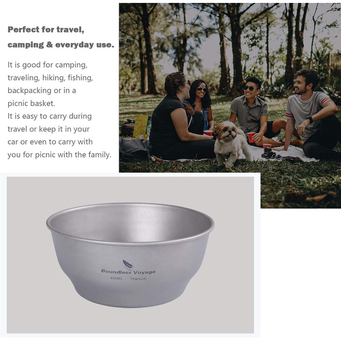Мл Титановые миски Тарелка Сверхлегкая одностенная чаша Тарелка Наружная посуда для кемпинга Кухонная утварь с сумкой для переноски Ti1107T (Ti1105t-400 мл Миска), 800