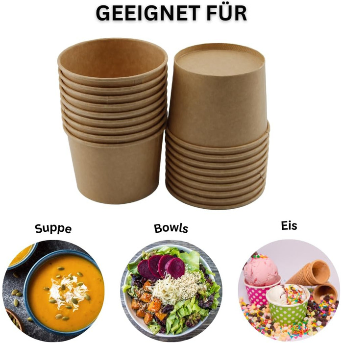 Набор бумажных стаканчиков для мороженого 100 шт. 500 мл Enpack