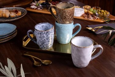 Набор кофейных кружек Singer Athens Набор кружек из 4 предметов для 4 керамических изделий, чайная кружка, расширяемая, с ручкой, повседневная, специальный завтрак, бранч, набор кружек на открытом воздухе Кофейная кружка 300 мл 4 шт.