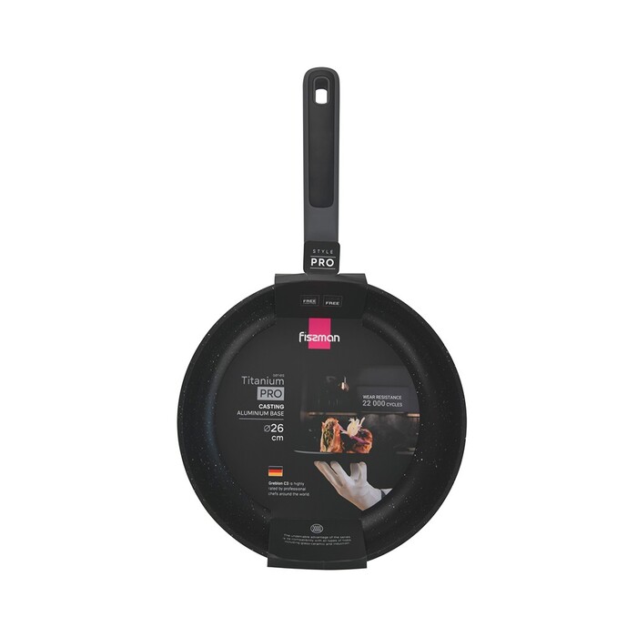 Сковорідка для смаження Fissman 26x6 см TITANIUM PRO литий алюміній з антипригарним покриттям (14590)
