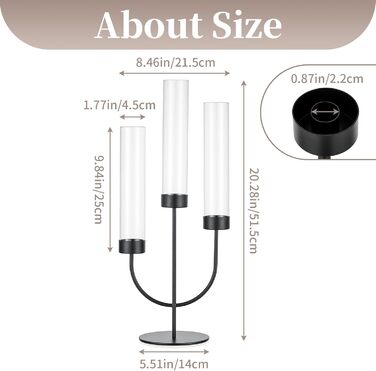 Підсвічник з 3 ручками та скляним циліндром для декору столу Sziqiqi