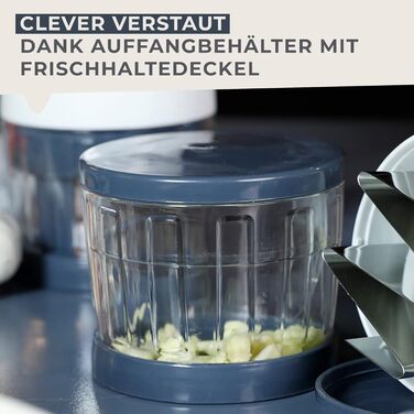 Измельчитель лука с прозрачным контейнером для сбора, надежной ручкой и нескользящими ножками Fackelmann