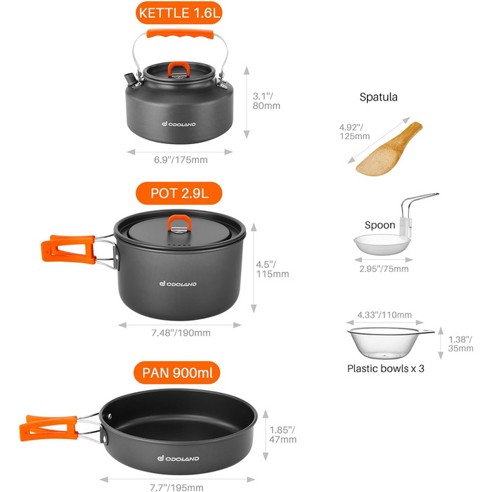 Набір посуду для кемпінгу 10 предметів Odoland