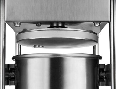 Професійна машина для наповнення ковбас Zelsius з нержавіючої сталі (3 літри, срібло) чотири різні труби для наповнення, наповнювач для ковбас, прес для ковбас, ковбасна машина з 2-швидкісним редуктором, вентиляційним клапаном і рукояткою