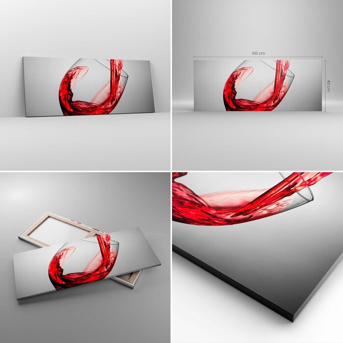 Панорамні картини на полотні 160x50 см картина на полотні з келихом вина велика XXL настінна прикраса картина спальня кухня настінні картини прикраса вітальні настінний декор полотно настінний друк мистецтво AB160x50-2258 (100Д x 40Ш см)