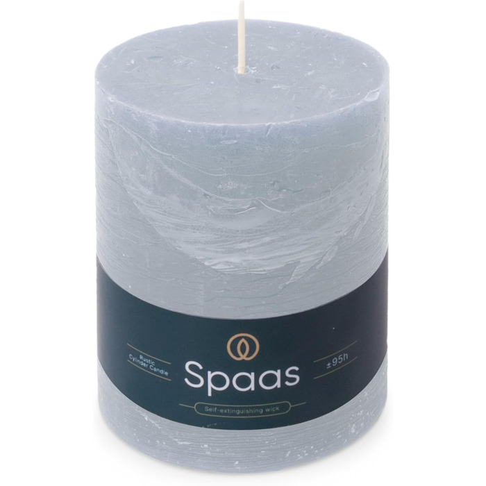 Свічка Spaas Rustical Pillar, 100/130 мм, 95 год, чорна (світло-блакитна)