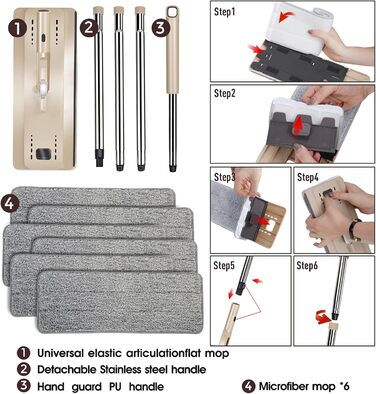 Набор швабр и ведром 140 см кремовый Masthome