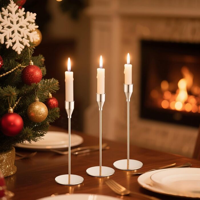 Елементний металевий свічник, 33/28/23 см, тривимірний свічник-конус, елегантний свічник-конус у ретро-стилі для весіль, вечерь при свічках, вечірок, днів народження, домашнього декору (золотистий), 6-