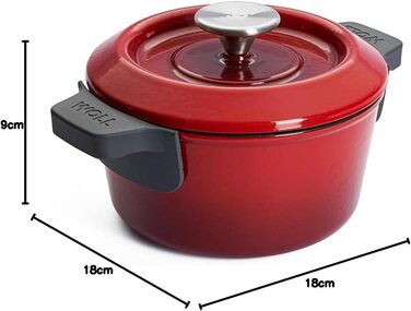 Чавунна каструля Ø 24 см, синього кольору, з кришкою та силіконовими ручками Емальований чавун, підходить для індукції та духовки для всіх типів плит Ø 24 см, висота 11 см, 4,2 літра (Чилі Червоний, Ø 18 см, висота 9 см, 1,8 літра)