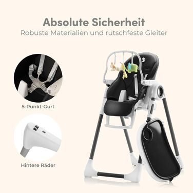 Дитячий стільчик для годування від 6 місяців чорний Sweety Fox