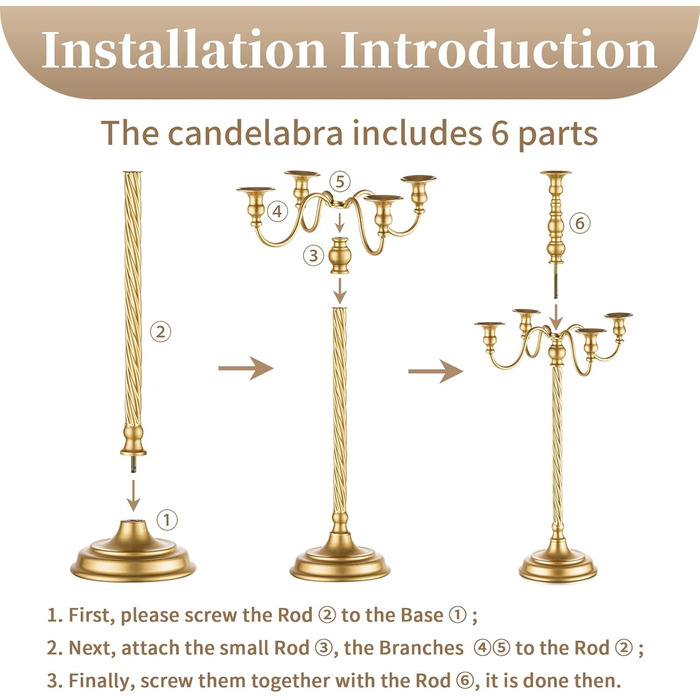 Золотий свічник-підсвічник для конічних свічок - вінтажний металевий свічник-підставка для свічок для весільного столу, прикраса вітальні, обіднього столу, журнального столика, бічного столика, різдвяного столика (2, золото-71 см), 88
