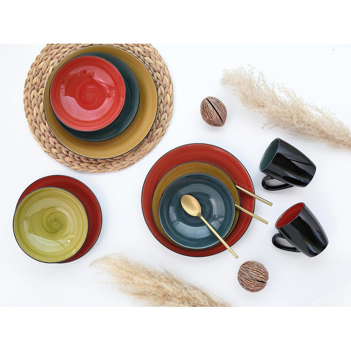 Набір посуду на 4 персони, 16 предметів, різнокольоровий Samoa Creatable