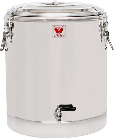 Л термоконтейнер для харчових продуктів і напоїв, професійний кейтеринговий харчовий транспортний контейнер з нержавіючої сталі з бічними ручками, кришкою з гумовим кільцем і замком (52,5 л (зі зливним краном)), 39BTE-40A&39 32