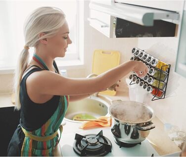 Стійка кухонна для баночок зі спеціями на 4 полиці, чорна Bomclap