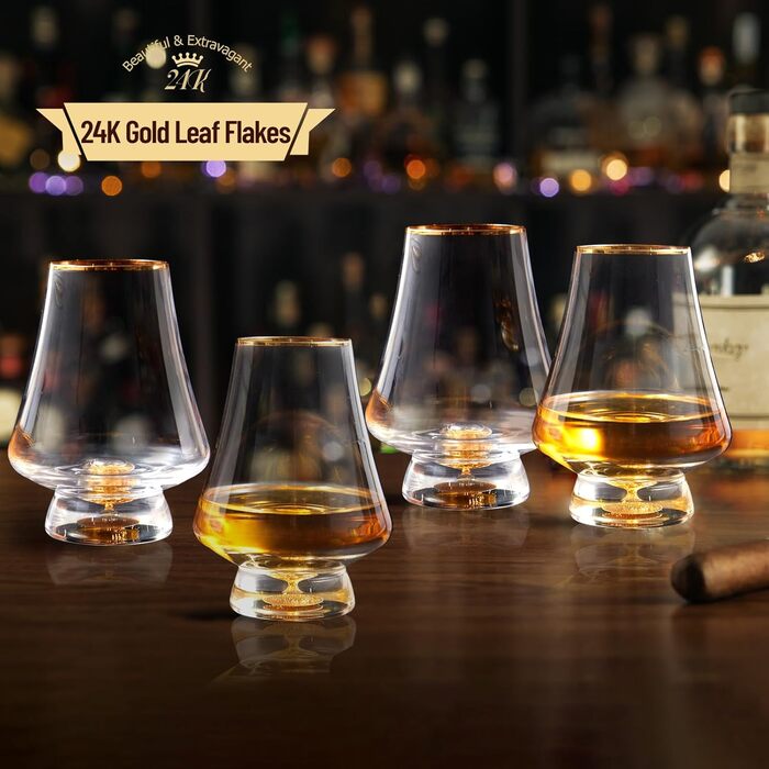 Набір із 4 келихів для віскі 235 мл із золотими обідками DUJUST
