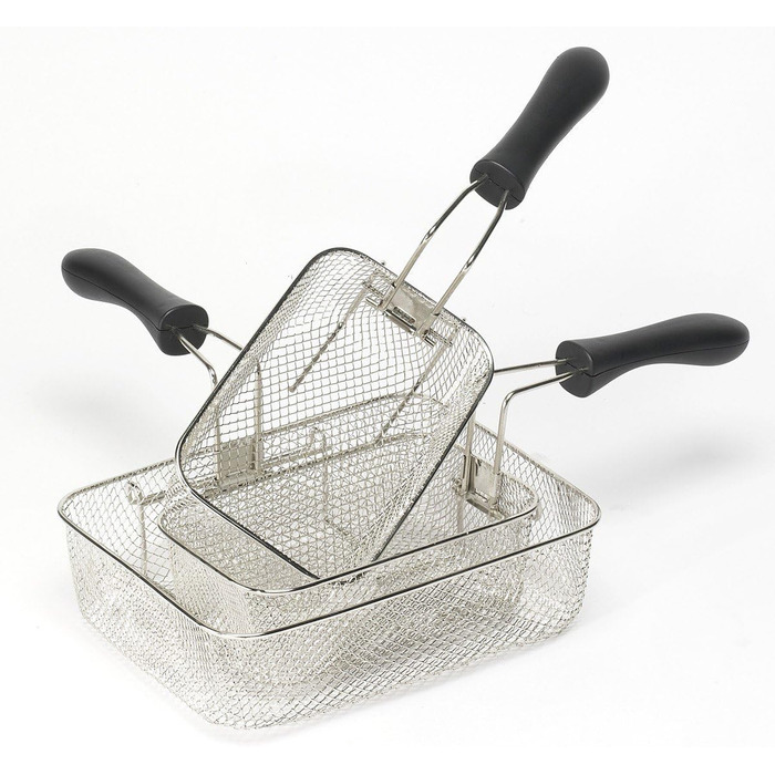 Фритюрница Bestron XL с 3 корзинами для жарки, включая технологию холодной зоны и семный контейнер для масла, 4 литра, можно мыть в посудомоечной машине, 2000 Вт, нержавеющая сталь, цвет (серебристый)