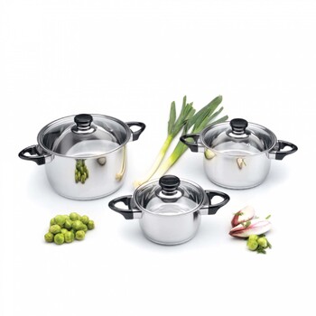 Набір посуду BergHOFF Vision Prima зі склян. кришками, 6 пр.