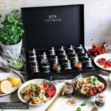 Набір Hallingers - Подарунковий набір спецій ручної роботи, 12 спецій з усього світу (набір) - Літній подарунок та ідеальний подарунок для барбекю День народження, вітання, новосілля, річниця, дружба, Набір Gen, 12 спецій (73651) (Набір Deluxe., 24 спеції