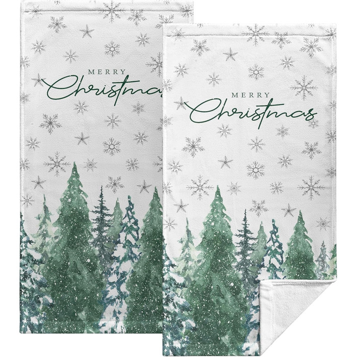 Різдвяні кухонні рушники Kwlegh, рушник для рук, різдвяна ялинка, цукерка-тростина, сніжинка, рушник для пальців, набір з 2 шт. , милий чоловічий банний рушник, високопоглинаючі рушники, 36 x (Різдвяний ліс)