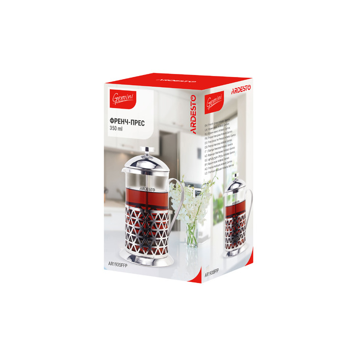 ARDESTO Френч-прес Gemini Fasano, 350 мл, нержавіюча сталь, скло