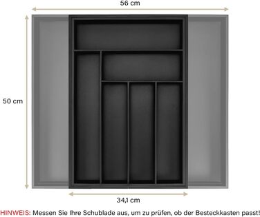 Лоток для столових приборів budu 47 (глибина 47 см) від - Організатор для кухонних шухляд - Висувний - Організатор для кухонних шухляд (50 см, бамбук - чорний)