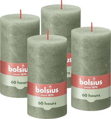 Свічки 4 шт. час горіння 60 годин, Bolsius Rustic Pillar
