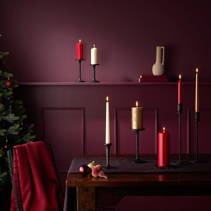 Свічки Bolsius Smooth Pillar - Набір з 4 шт. - Різні розміри - Декоративні побутові свічки - Тривалий час горіння - Без запаху - З натуральним рослинним воском - Без пальмової олії - Різні розміри (білі, різні розміри)