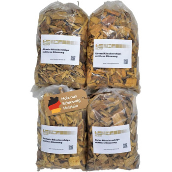 Коптильна стружка 2 л середній розмір, набір 4 предмети, акація, клен, каштан, дуб Landree