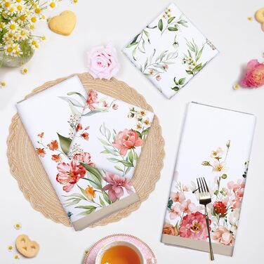 Кухонні рушники, бавовна, 4 упаковки, кухонні рушники, 100 бавовна. Осінній набір кухонних рушників. Універсальний високоякісний набір кухонних рушників для сушіння. Рушники для кухонних рушників 50 x 70 см (різнокольорові квіти)