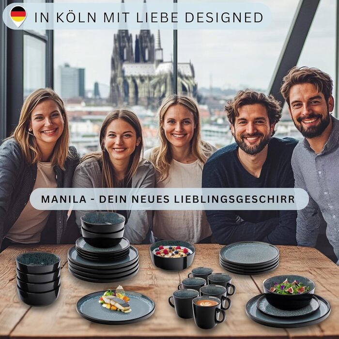 Кам&39яні миски для пасти 6 предметів, набір мисок для пасти на 6 осіб, набір мисок можна мити в посудомийній машині та мікрохвильовій печі, велика багатофункціональна миска темно-сірого кольору 750 мл VALUE COLLECTION (Маніла, набір посуду з 24 предметів