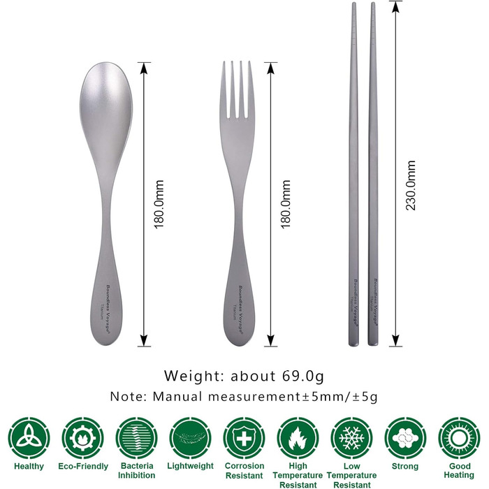 Титановий набір столових приборів Ложка Виделка Відкритий багаторазовий посуд Кемпінг Портативні надлегкі столові прибори для супових страв Ti1070T (Ti1071T ложка виделка палички для їжі)