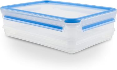 Набір контейнерів для зберігання харчових продуктів EMSA Clip & Close, прямокутні, 5 x 0,8 л, коробки для зберігання, 100 герметичні, придатні для миття в посудомийній машині, морозильної камери та мікрохвильової печі, прозорі, сині, зроблені в Німеччині,