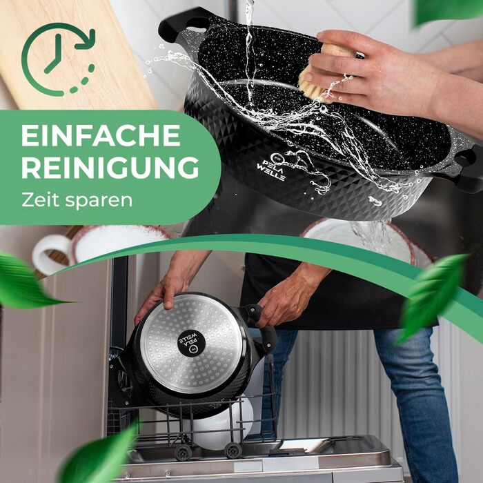 Набір посуду 15 предметів чорний PW PELA WELLE