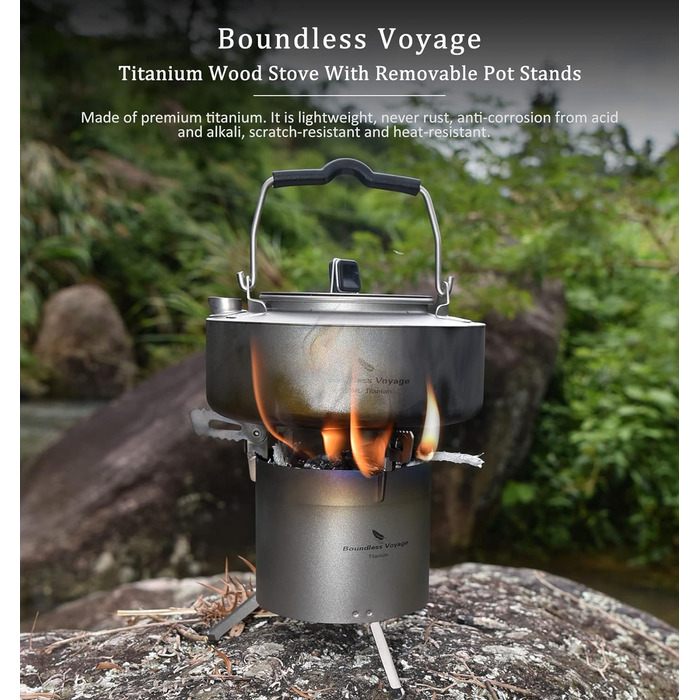 Титанова дров'яна піч зі знімними підставками iBasingo